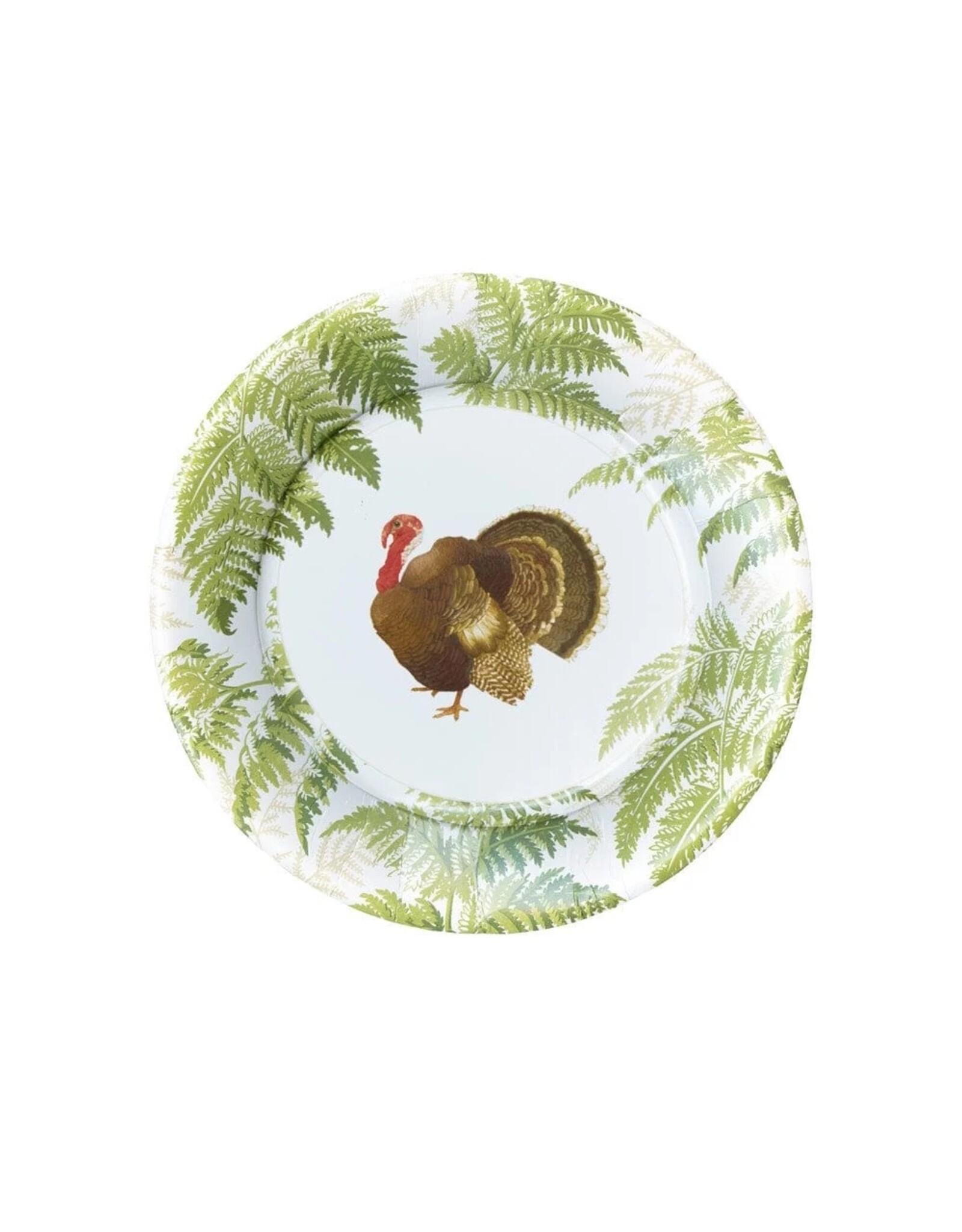 Caspari Thanksgiving Paper Salad Dessert Plates 8pk Turkeys Among Ferns
