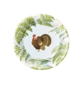 Caspari Thanksgiving Paper Salad Dessert Plates 8pk Turkeys Among Ferns