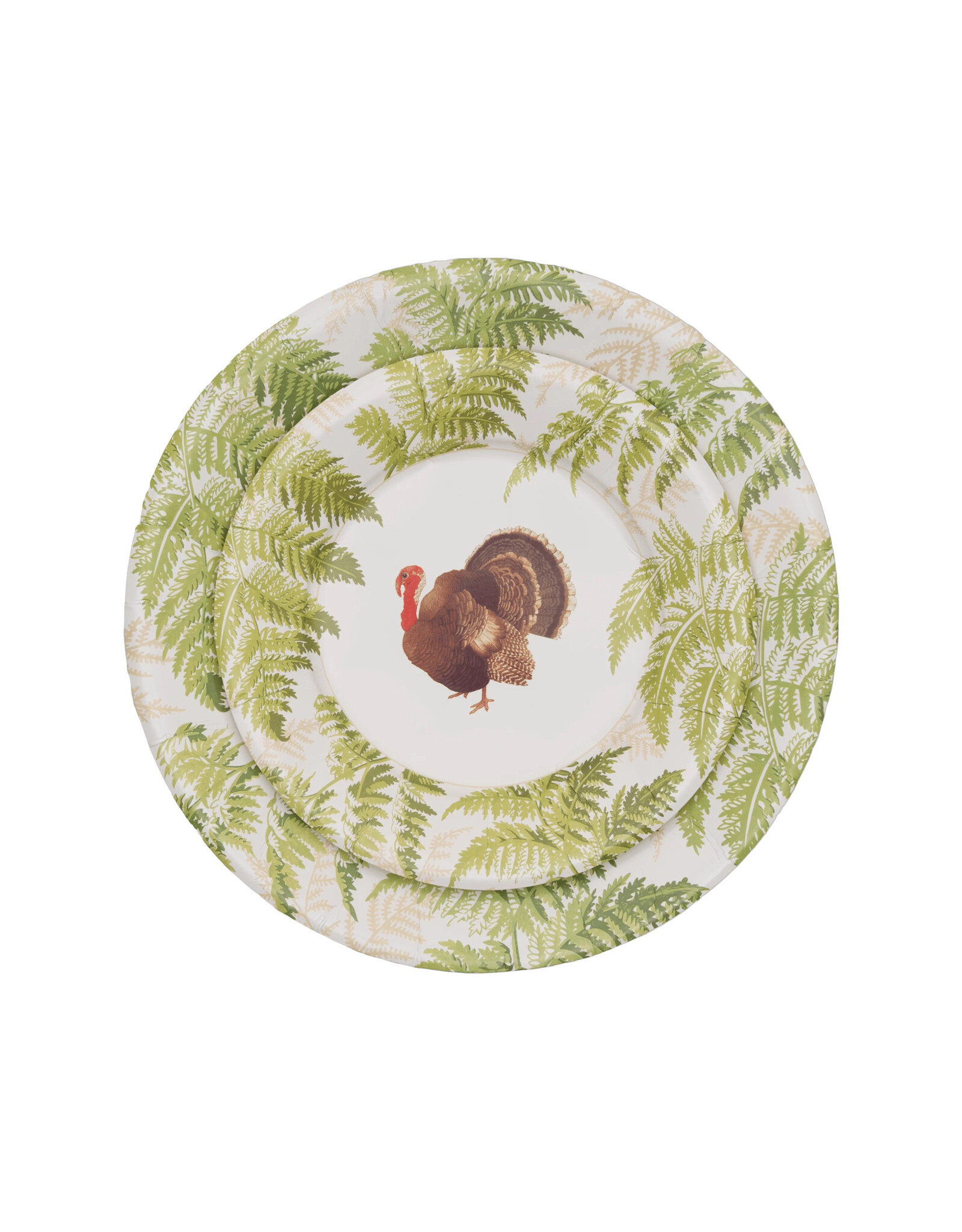 Caspari Thanksgiving Paper Salad Dessert Plates 8pk Turkeys Among Ferns