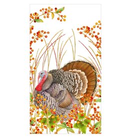 Caspari Thanksgiving Guest Towel Napkins 15pk Turkey And Berries