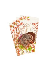Caspari Thanksgiving Guest Towel Napkins 15pk Turkey And Berries
