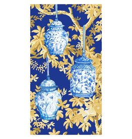 Caspari Paper Guest Towel Napkins 15pk Ginger Jars Dark Blue