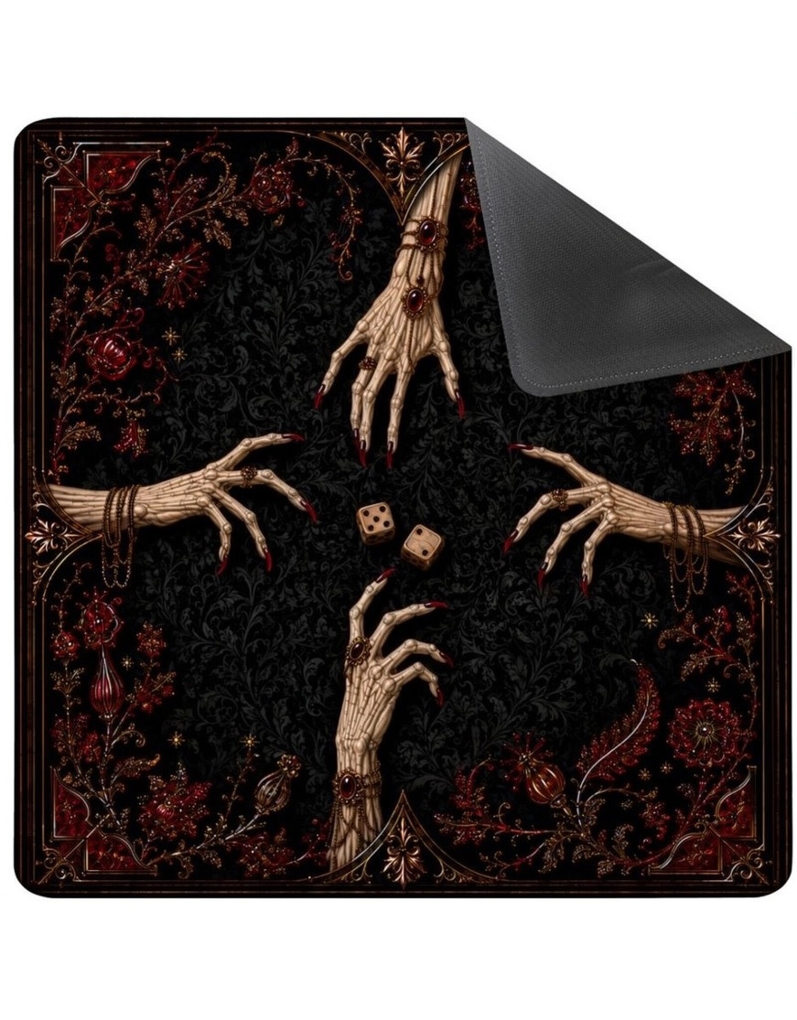 Madame Mahjong Halloween Mahjong Mat Hex & Bones Suede Neoprene Mat 31"