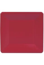 Caspari Paper Salad-Dessert Plates Square Grosgrain Red