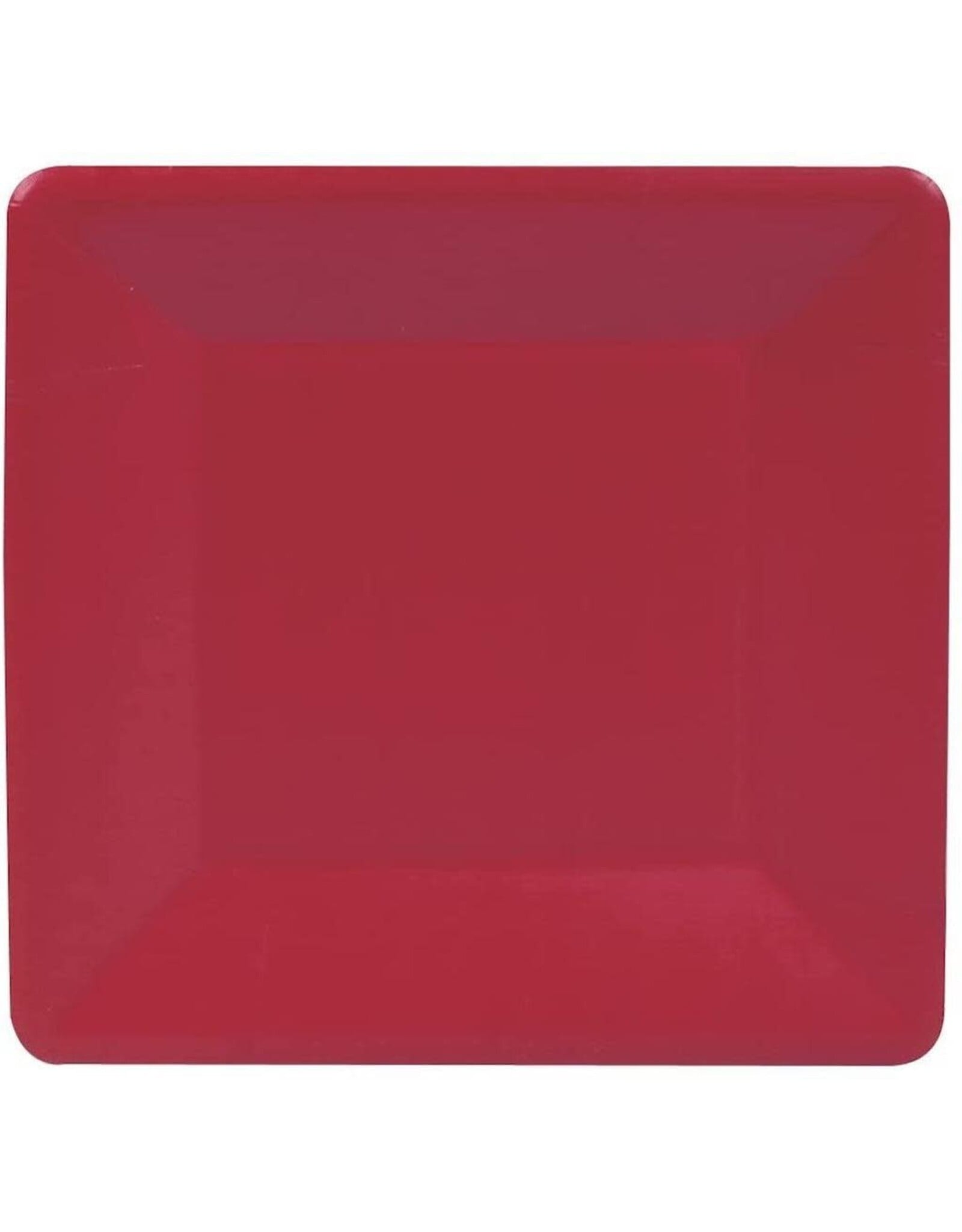 Caspari Paper Salad-Dessert Plates Square Grosgrain Red