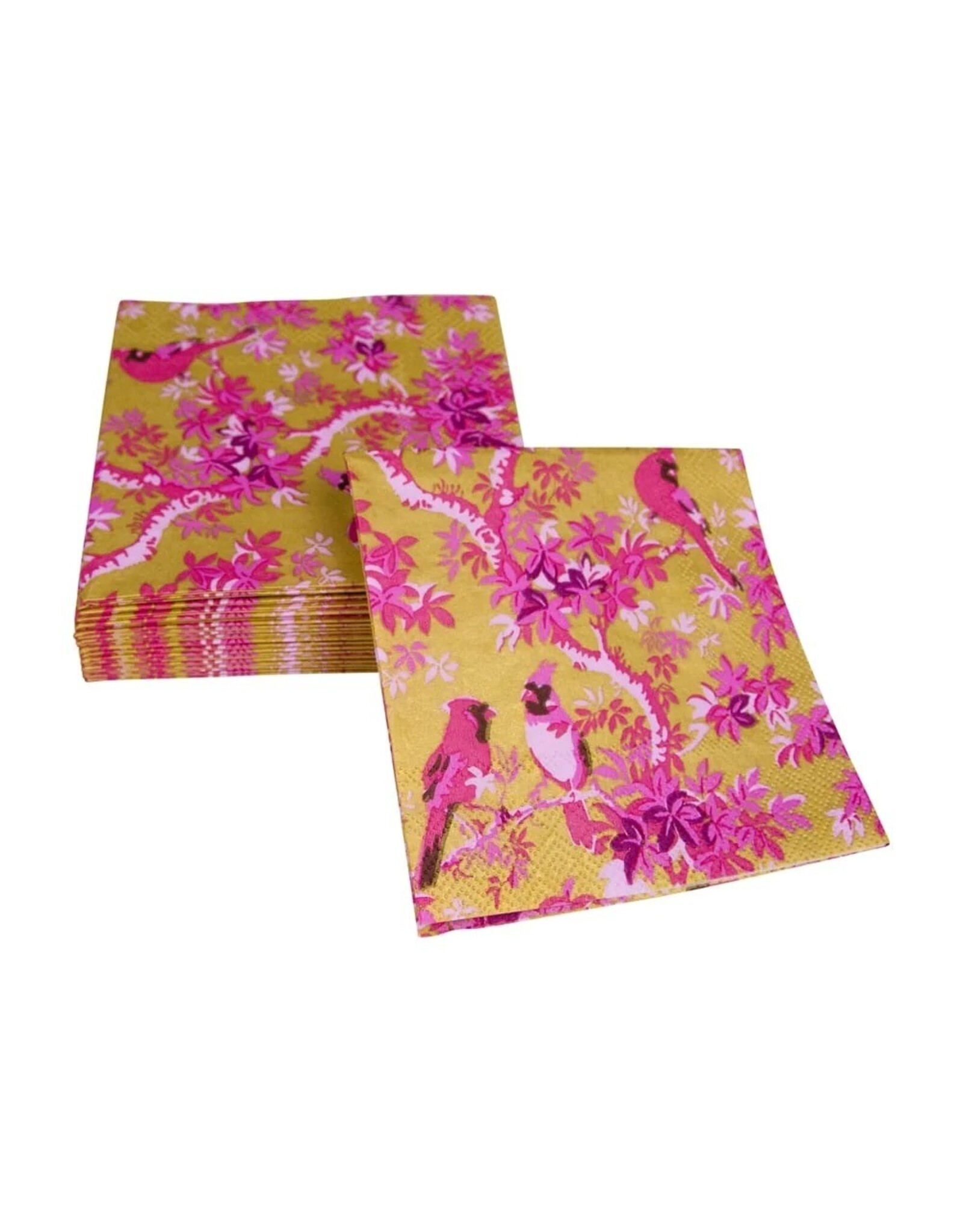 Caspari Paper Cocktail Napkins 20pk Scenic Songbirds