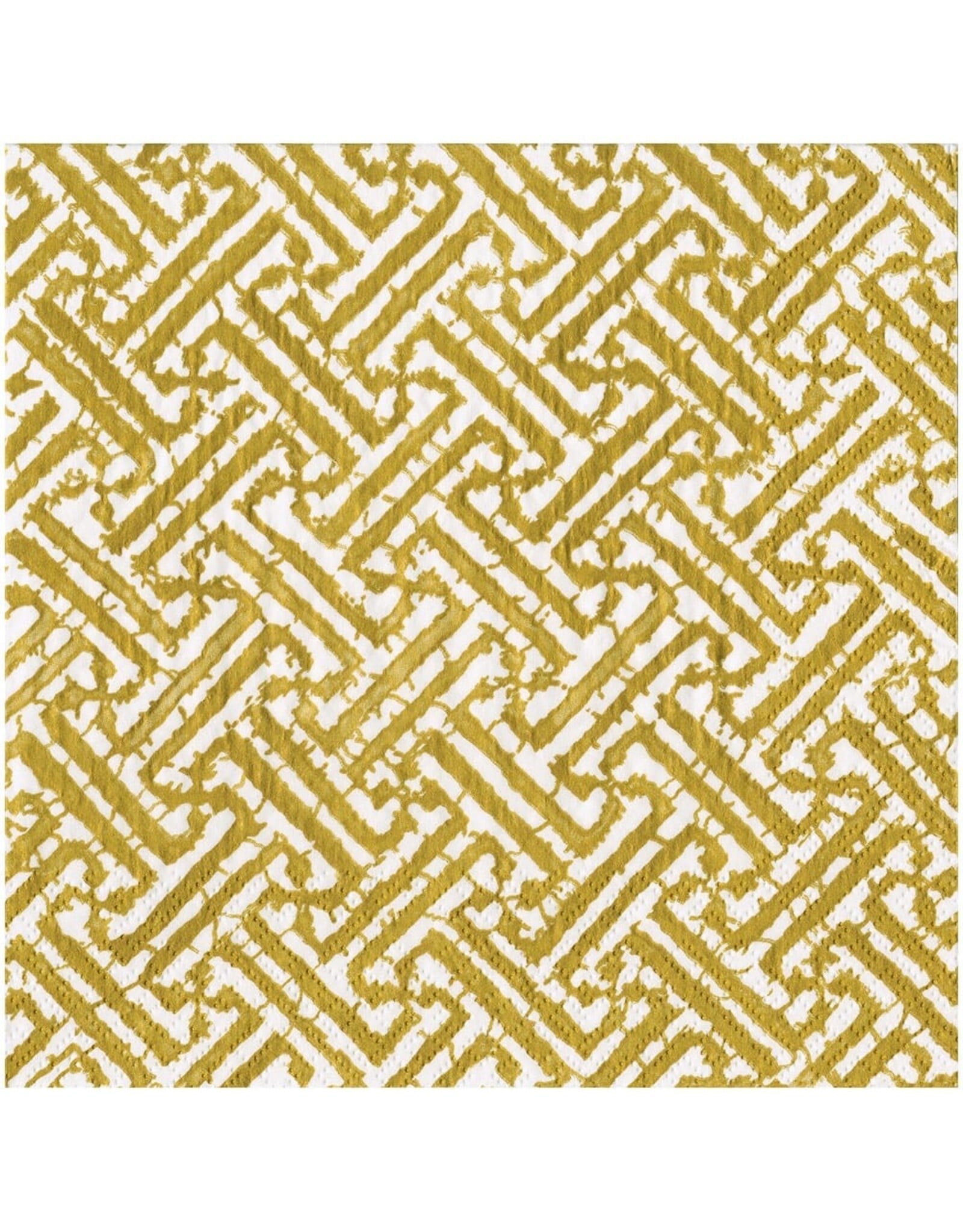Caspari Paper Linen Dinner Napkins Fretwork Gold
