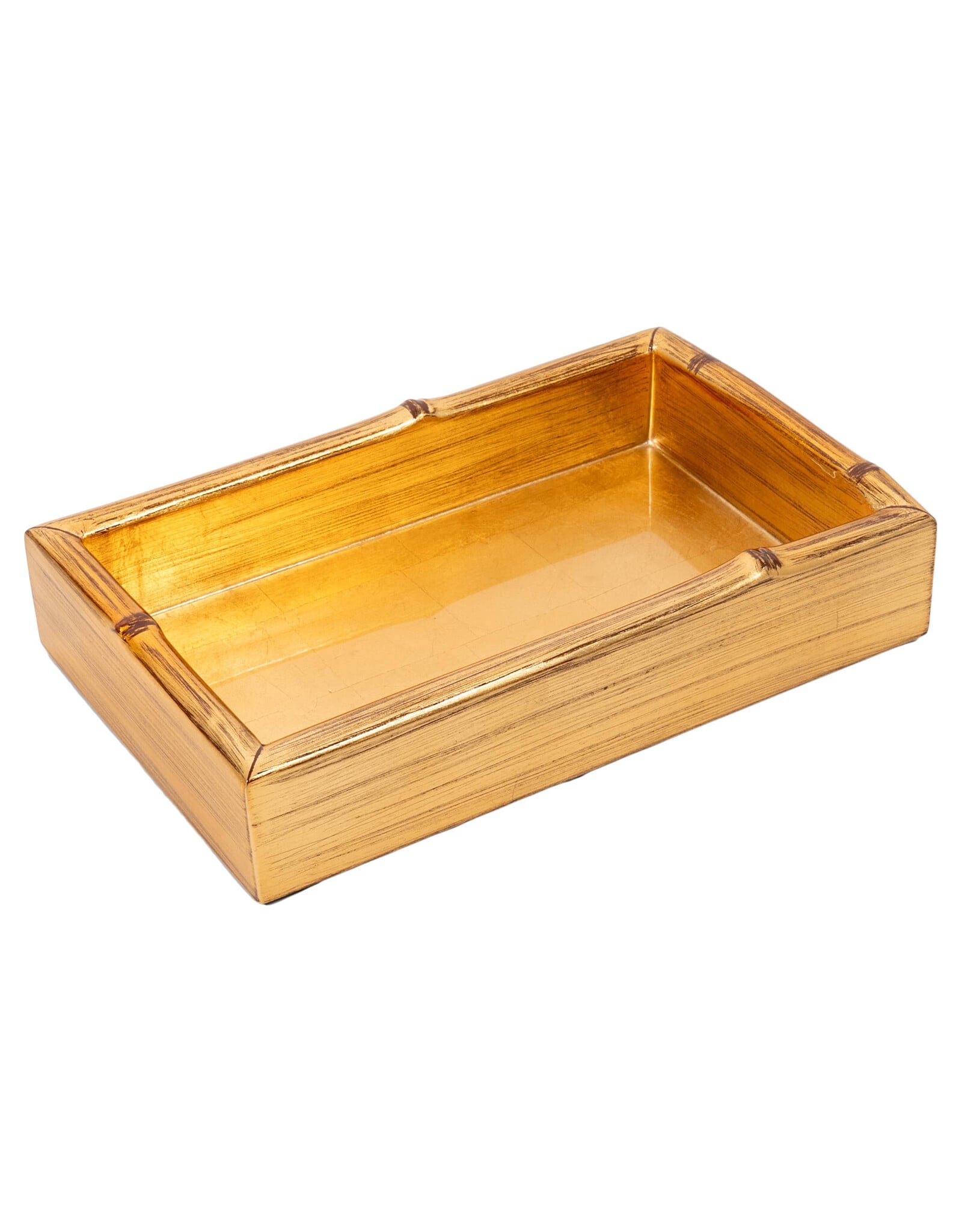 Caspari Gold Leaf Bamboo Edge Lacquer Guest Towel Napkin Holder