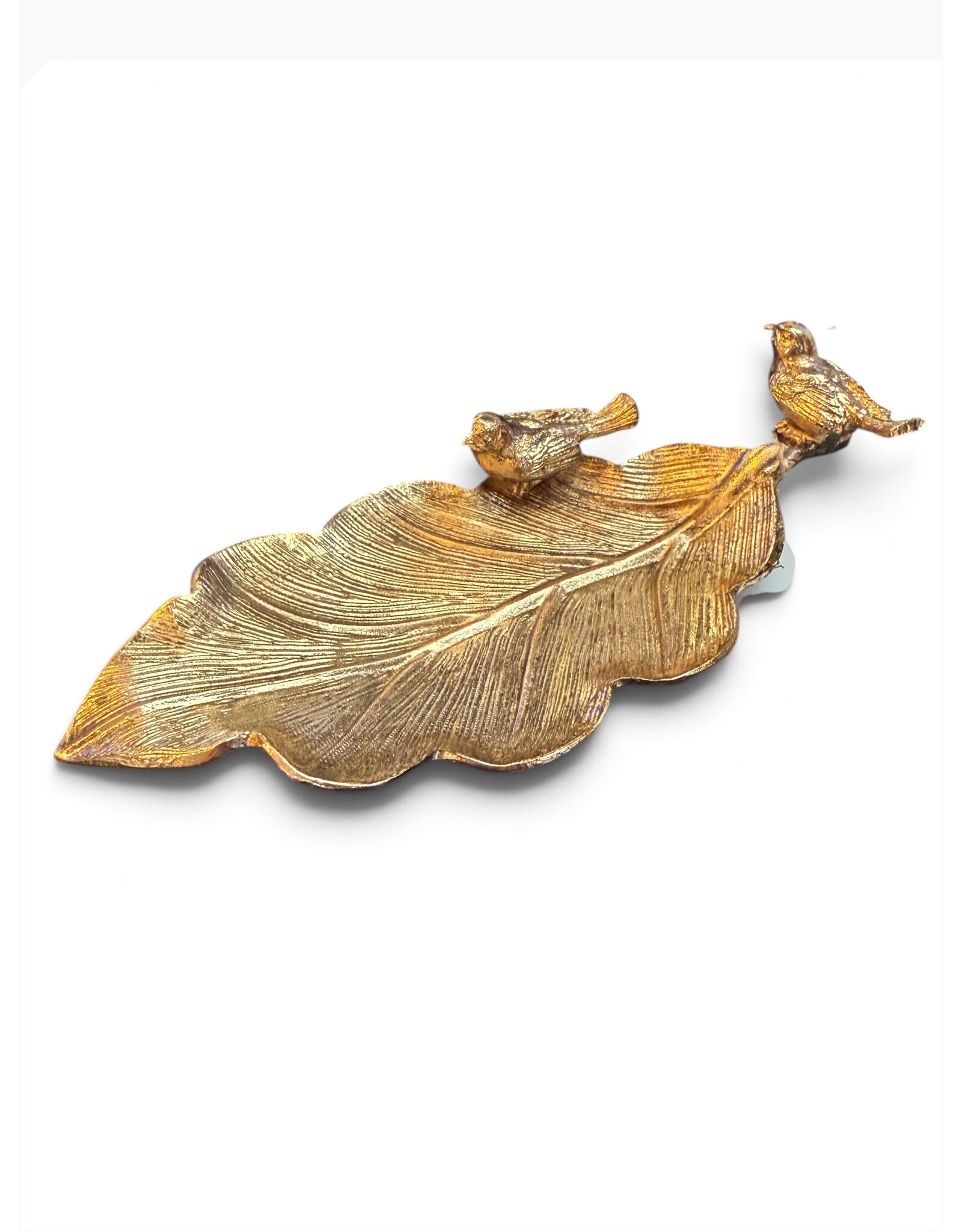 Silver Tree Birds on Leaf Gold Metal Trinket Ring Dish Mahjong Dice Tray