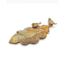 Silver Tree Birds on Leaf Gold Metal Trinket Ring Dish Mahjong Dice Tray