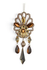 Kurt Adler Amber Gem Drop Ornament Glittered