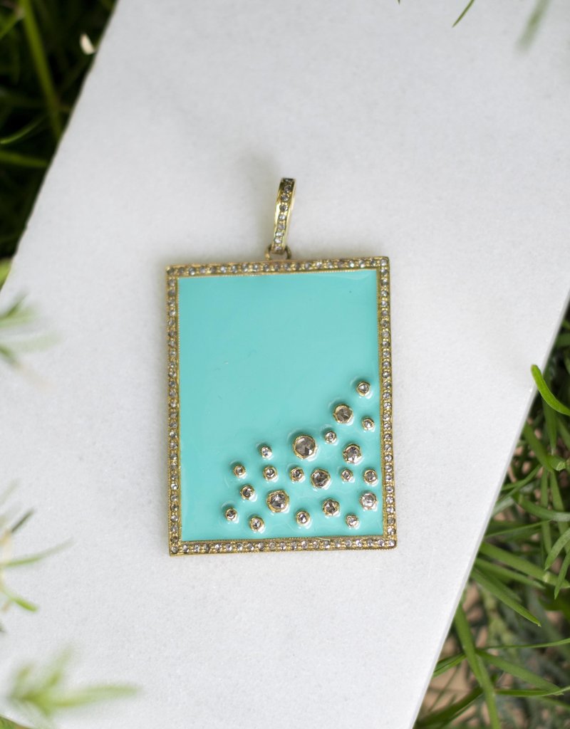The Woods Fine Jewelry Dog Tag Pendant- Turquoise