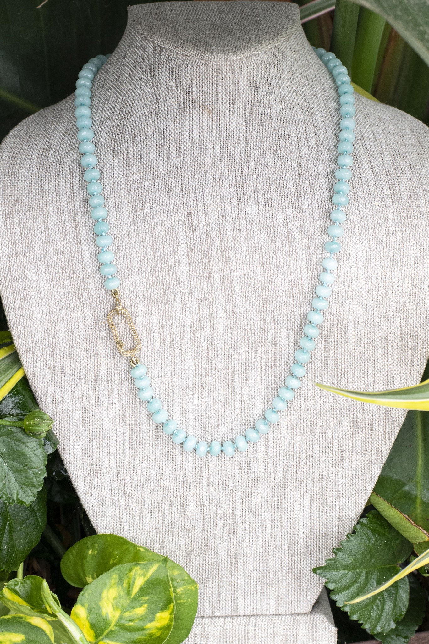 Light Blue Beaded Necklace- Long - You 