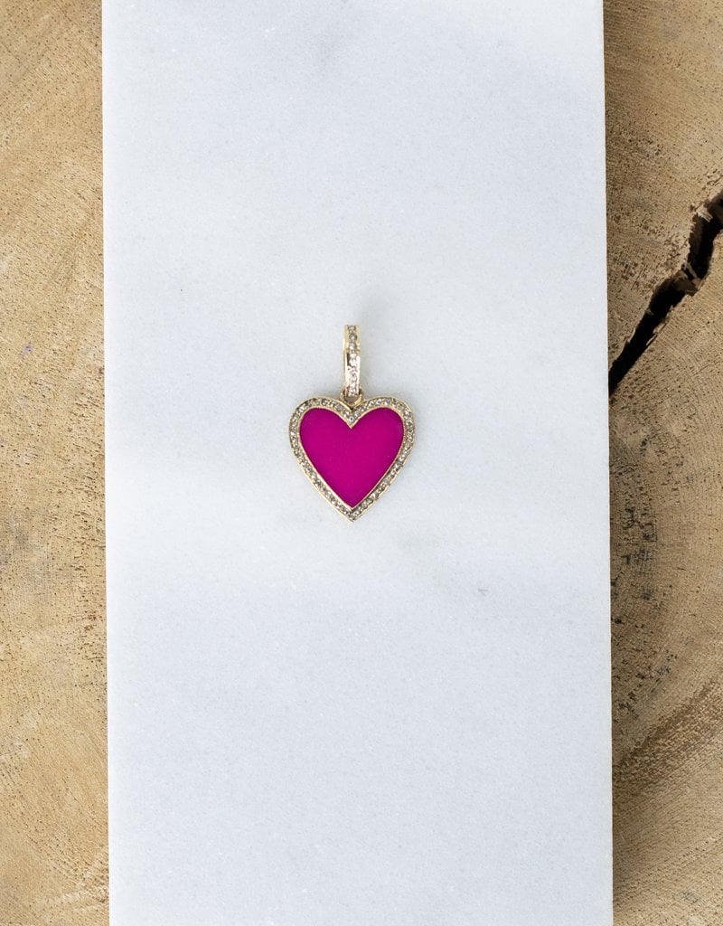The Woods Fine Jewelry Hot Pink Pave Heart Charm