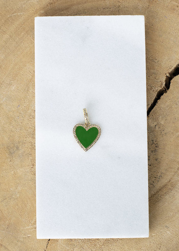 The Woods Fine Jewelry Emerald and Pave Diamond Heart Charm