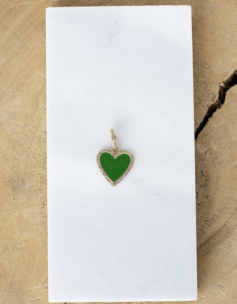 The Woods Fine Jewelry Emerald and Pave Diamond Heart Charm