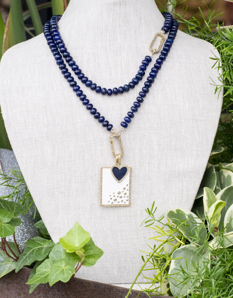The Woods Fine Jewelry Mini Heart Pendant- navy