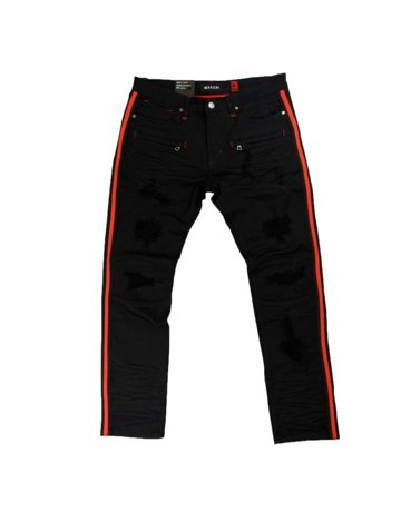 MAKOBI Makobi | Side Striped Denim Jeans Black -Red