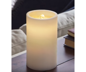 Large (17cm) LED Cream / Ivory Wick Pillar Wax Candle Battery Operated with  timer - THE BEACH PLUM COMPANY