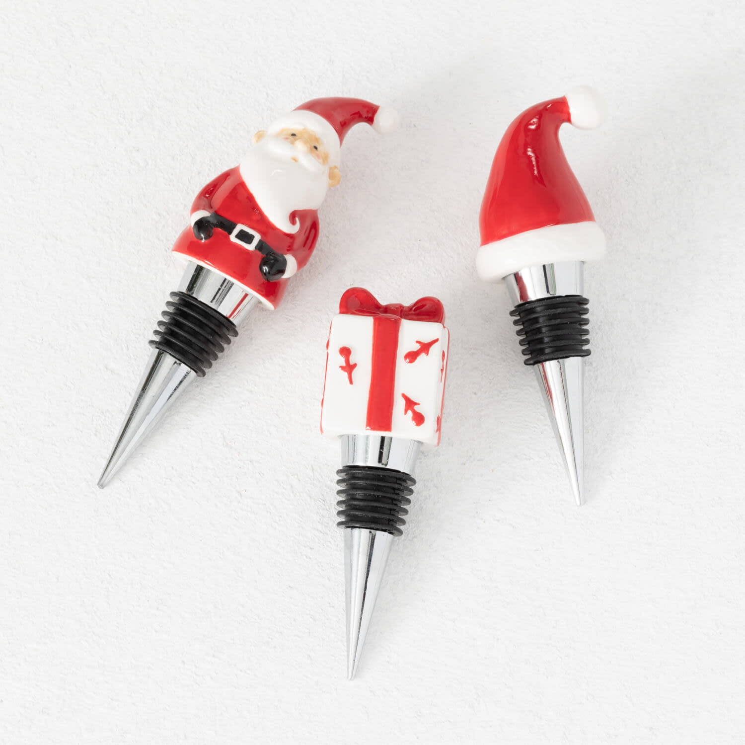 Santa Bottle Stopper Set of 3 Bella Casa Decor and Design