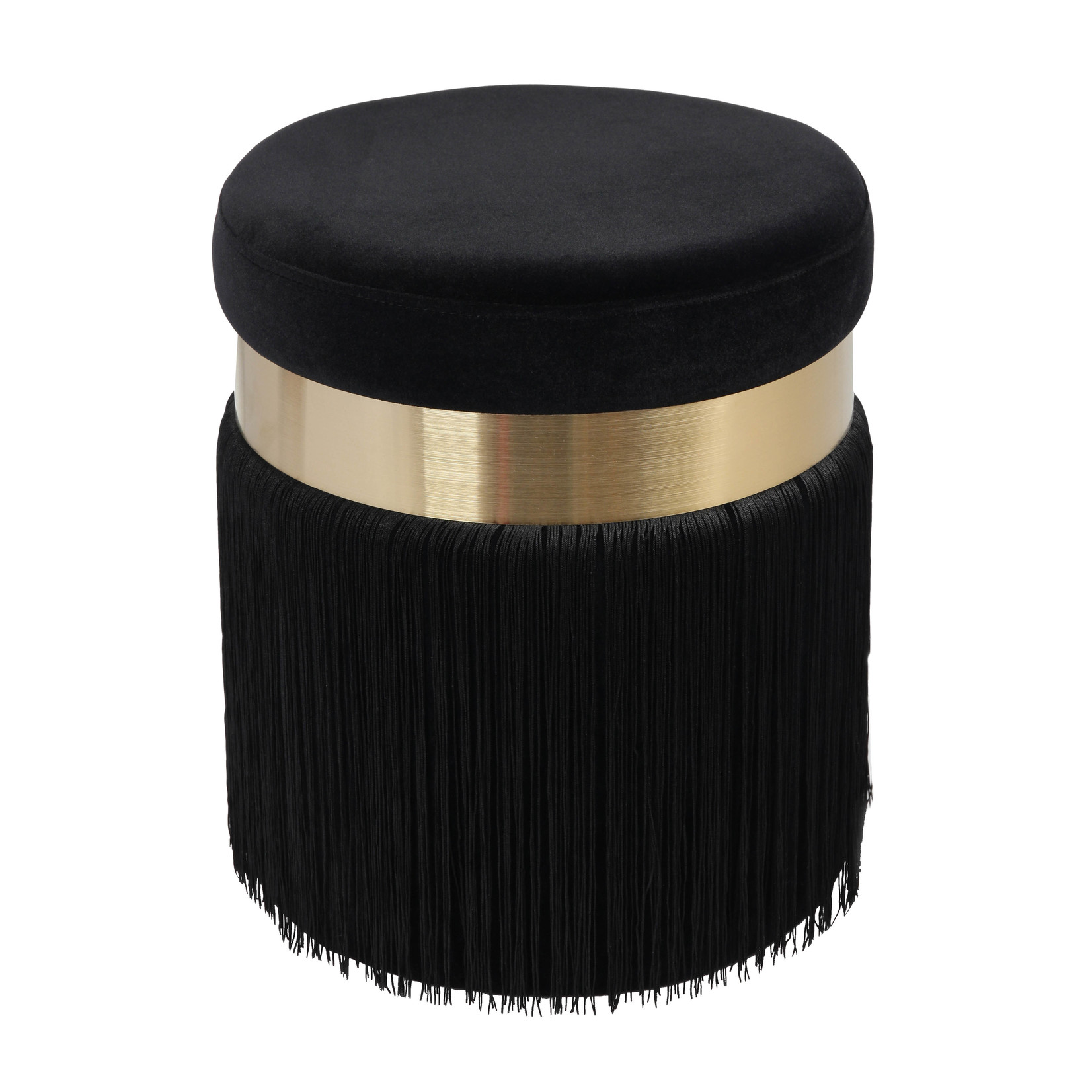 Tov MELO TASSELED OTTOMAN | BLACK