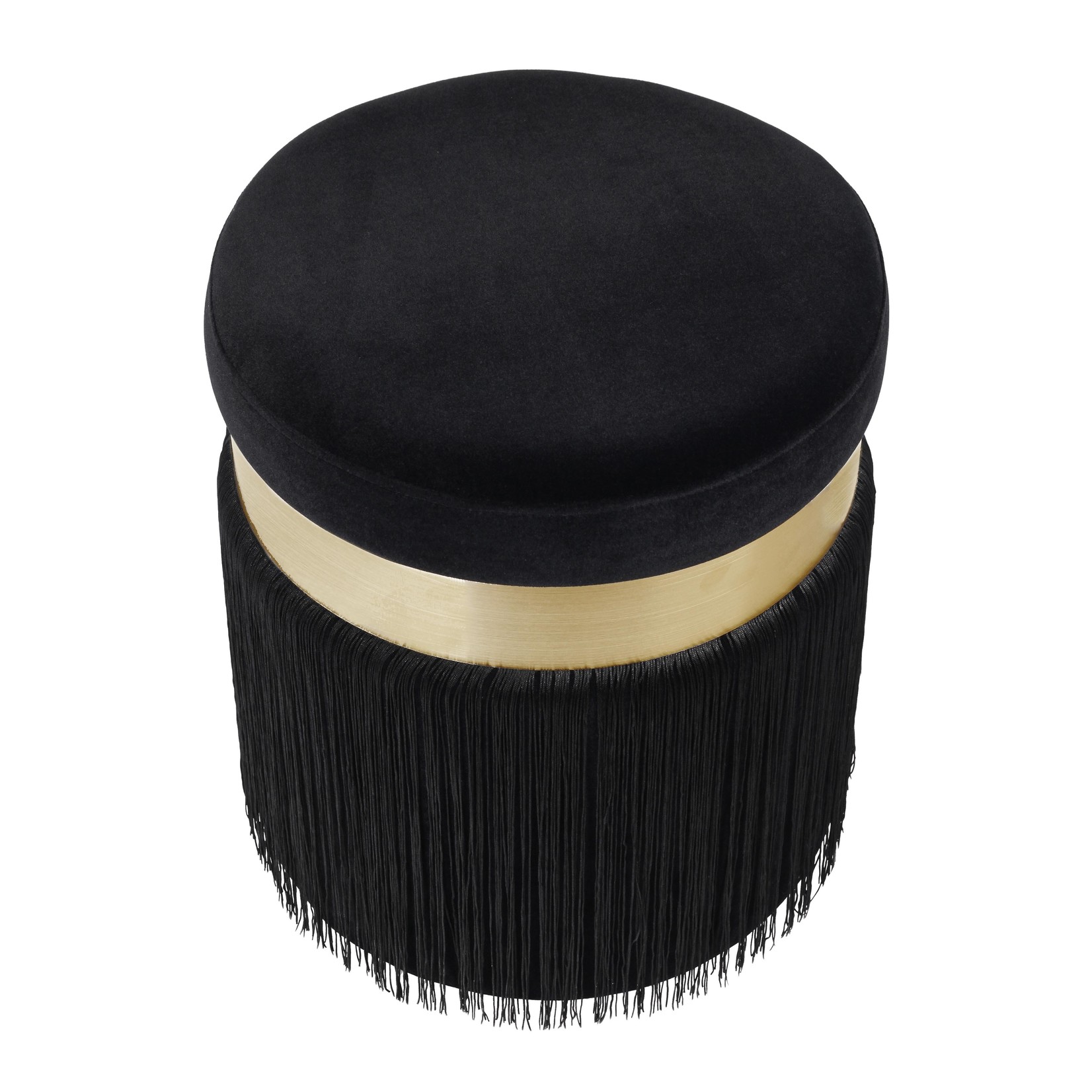 Tov MELO TASSELED OTTOMAN | BLACK