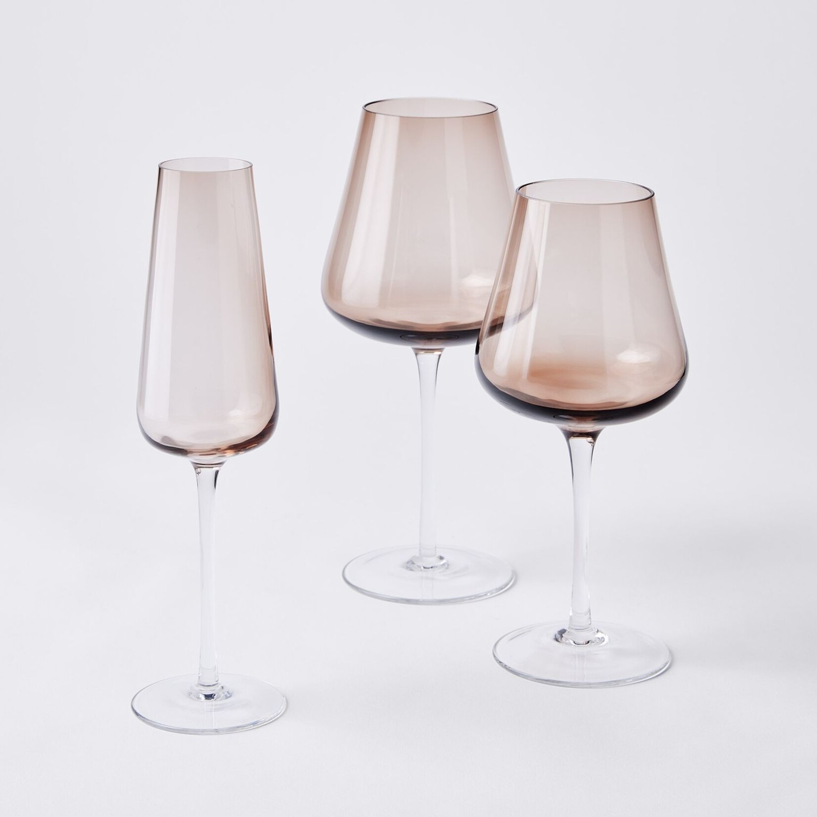 Belo Champagne Flute Glasses - 7 Ounce - Set of 6 - Clear Glass