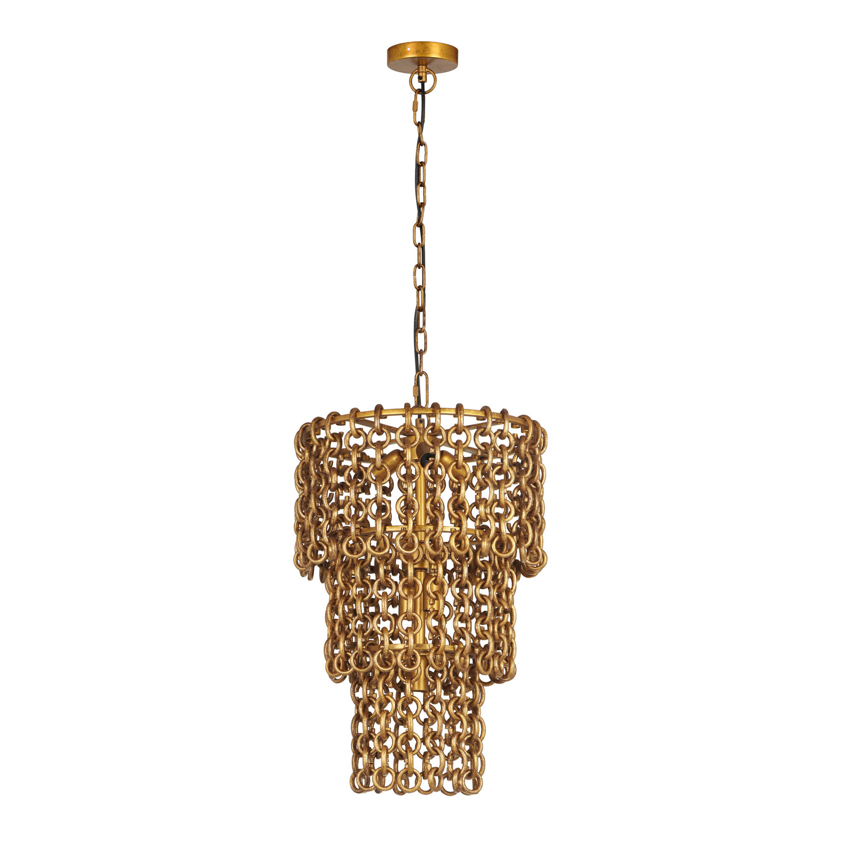 Tov RISSA BRASS CHAIN LINK 3-TIER CHANDELIER