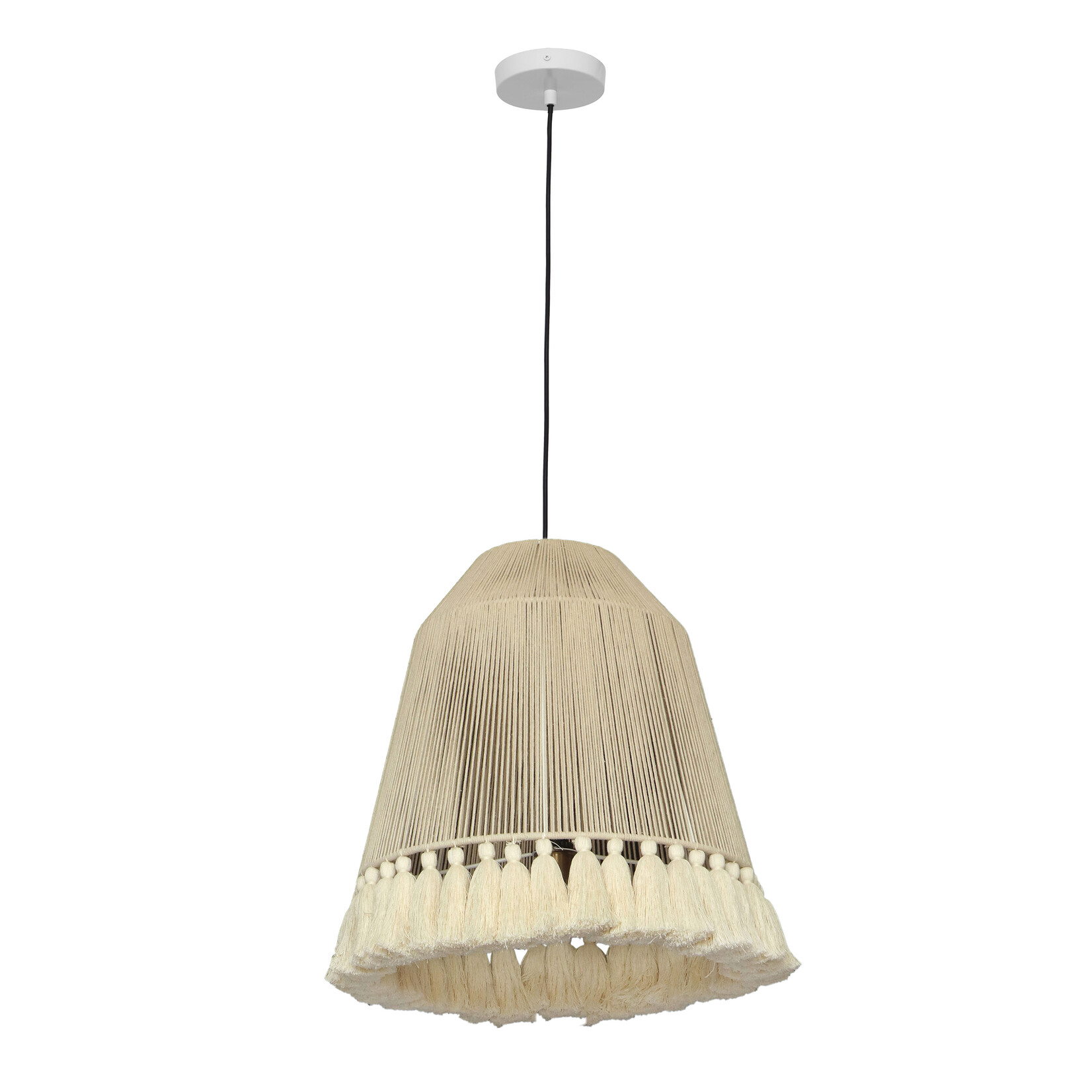 Tov TELEN WHITE COTTON TASSELED PENDANT LAMP