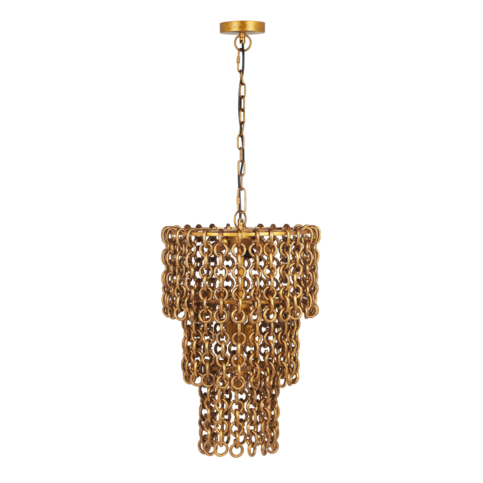 Tov RISSA BRASS CHAIN LINK 3-TIER CHANDELIER