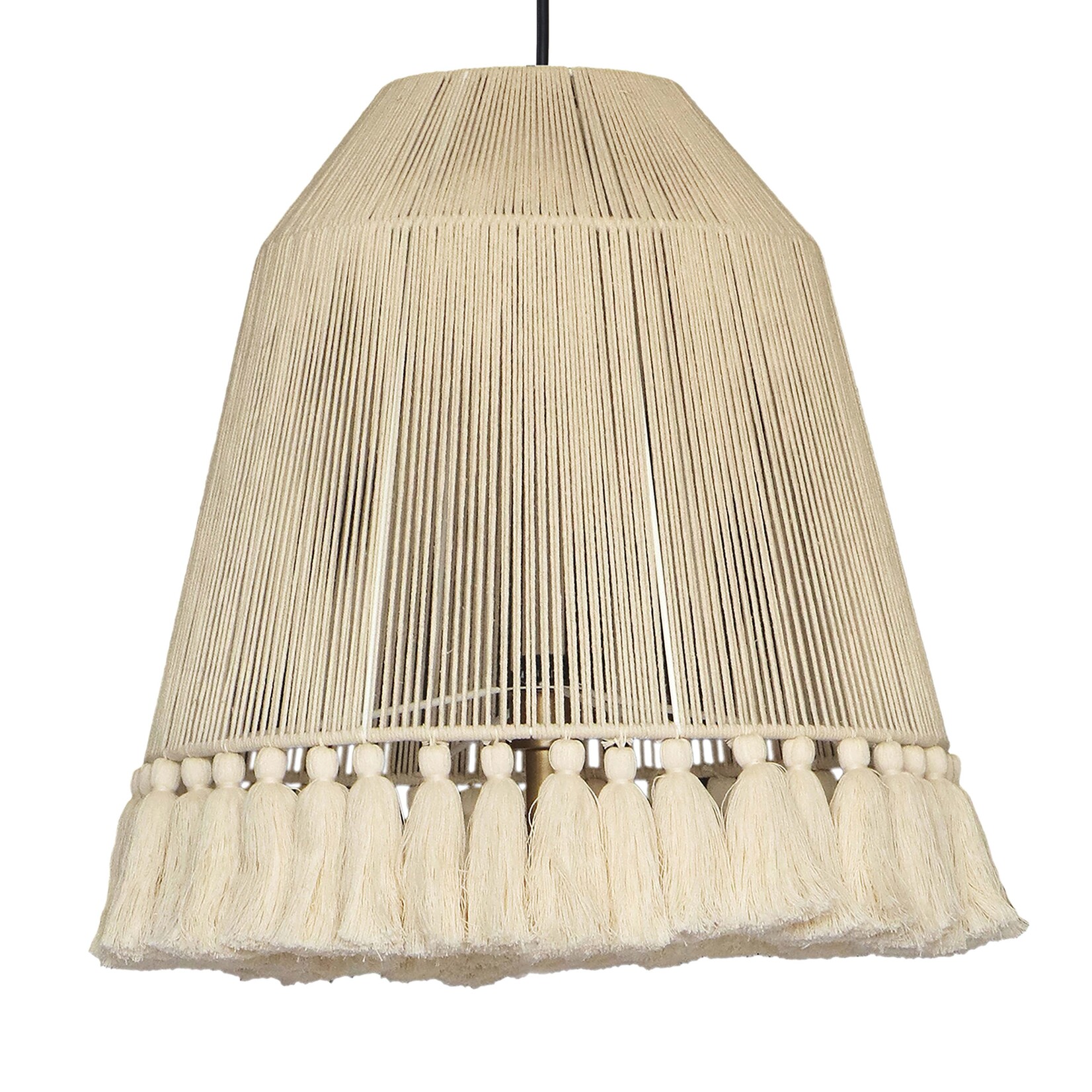 Tov TELEN LARGE WHITE COTTON TASSELED PENDANT LAMP