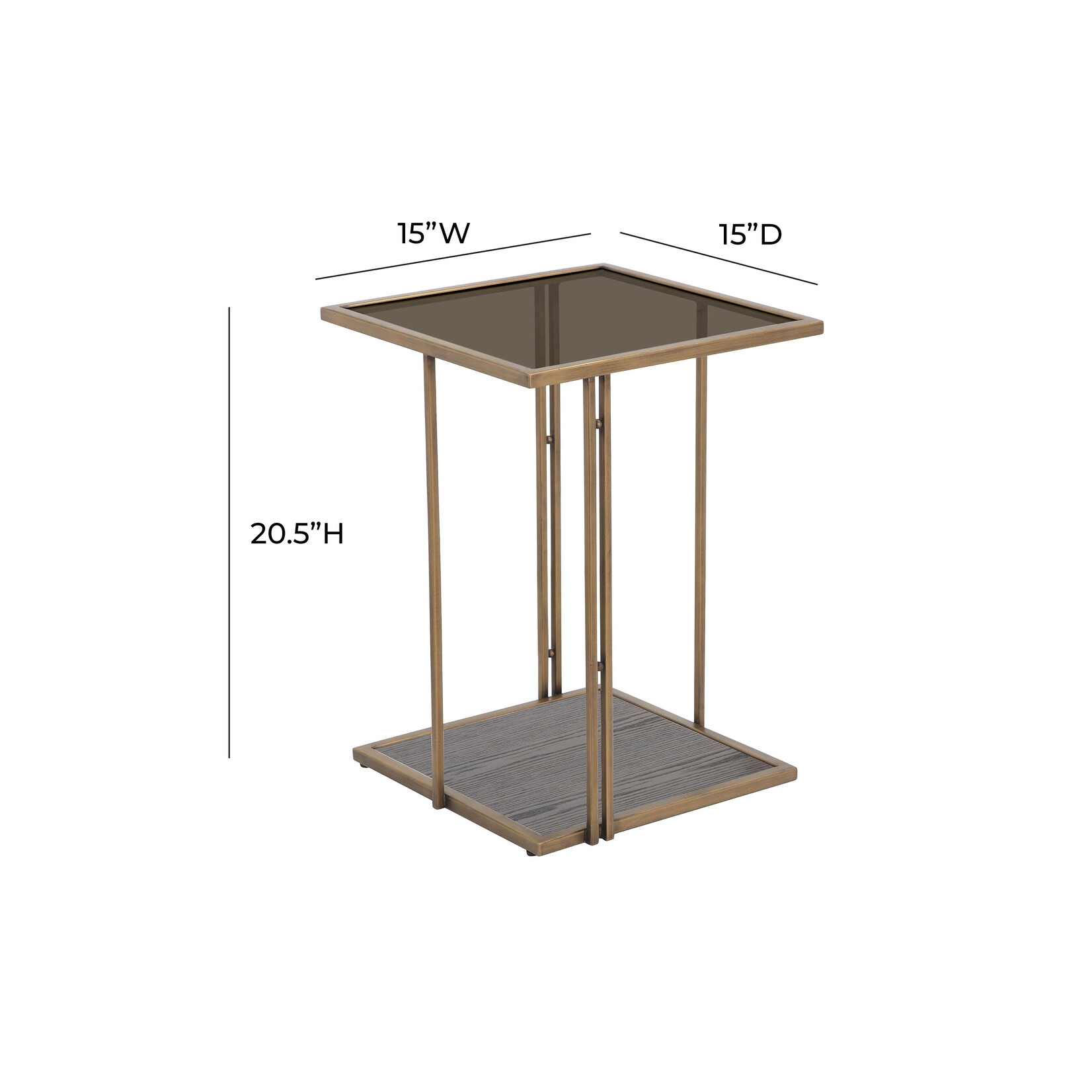 Tov EMMI BROWN ASH & GLASS SIDE TABLE