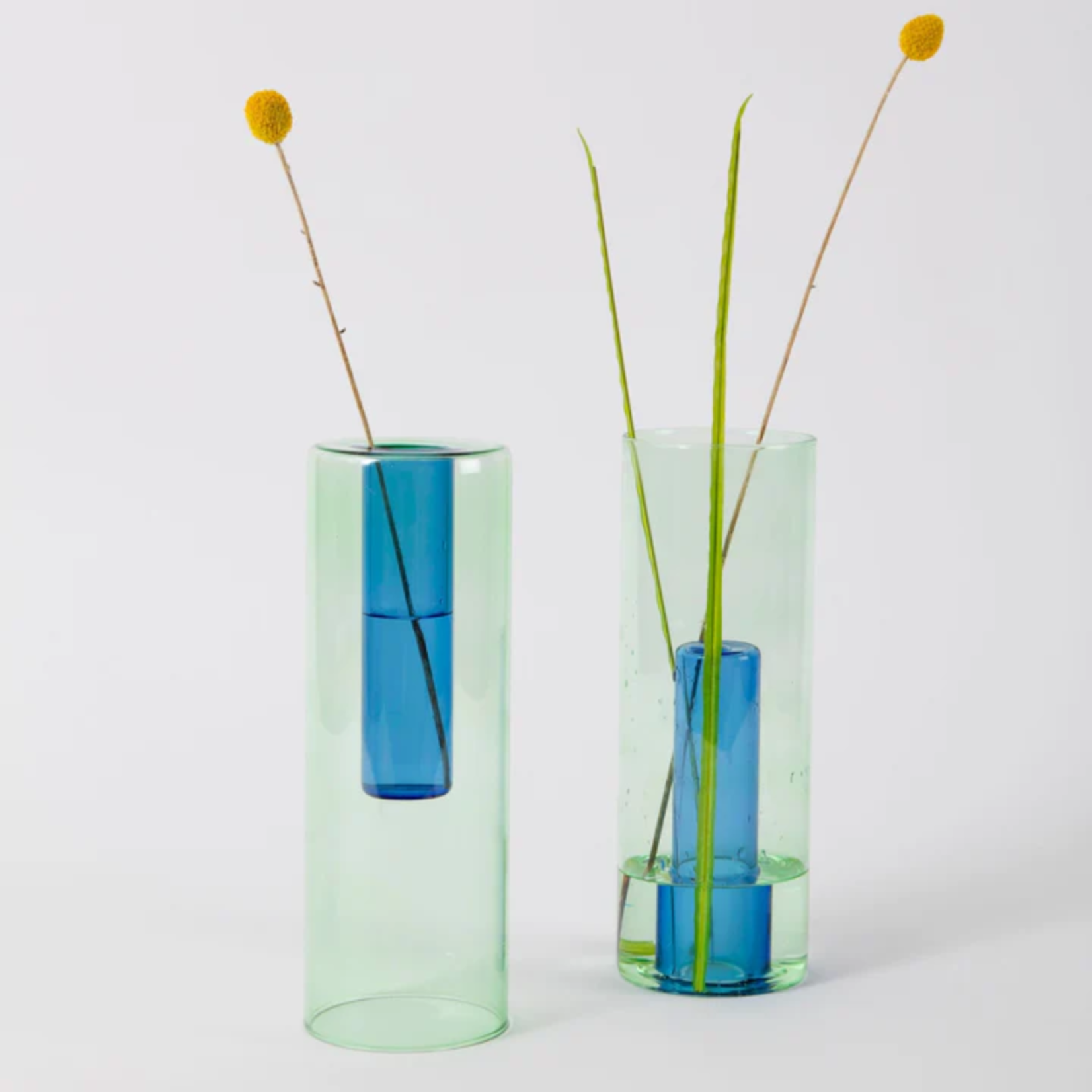 Block Design Reversible Vase | Green & Blue | Large