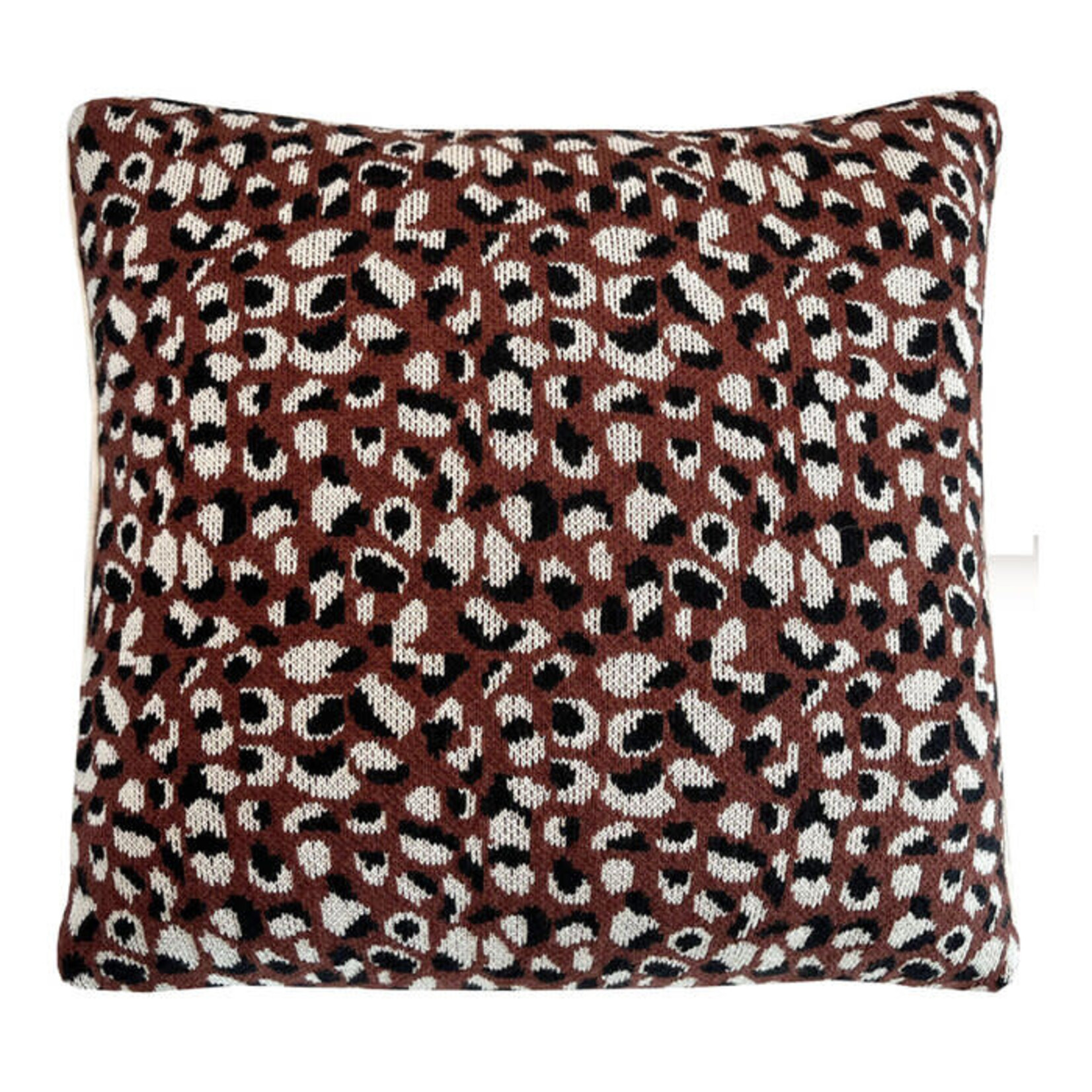 Malagoon Primitive Dot Knitted Cushion | Rusty  Brown
