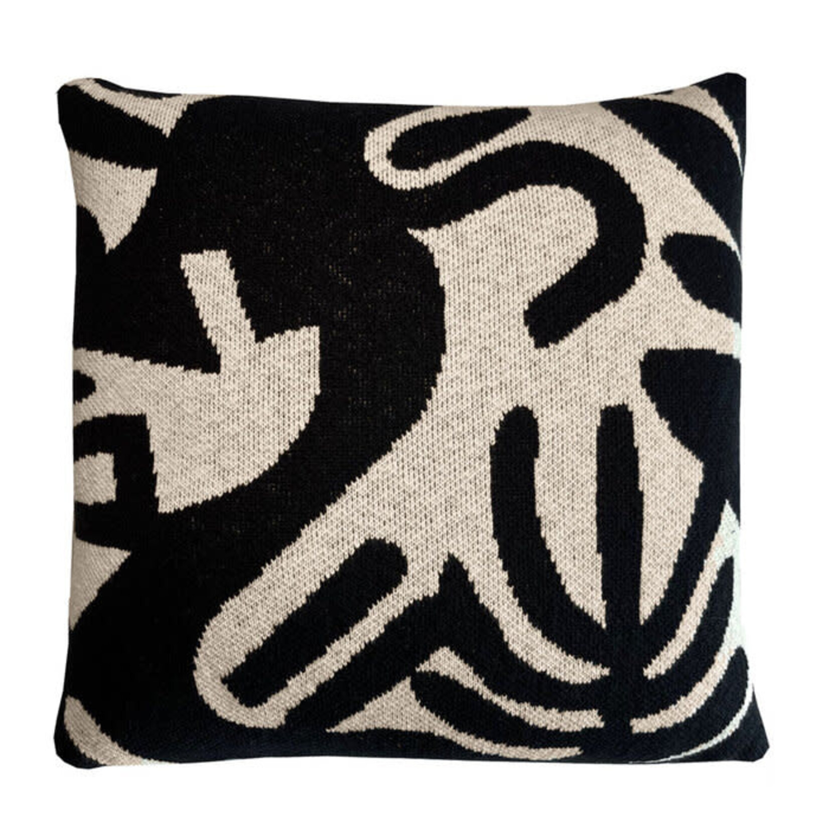Malagoon Floral Victory Knitted Cushion | Black