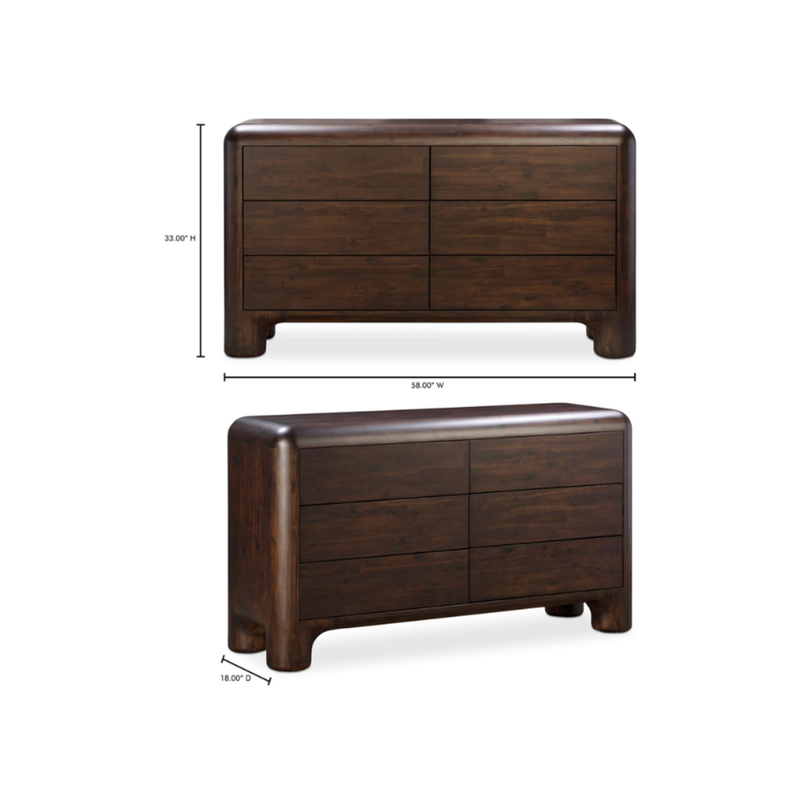 MOES HOME COLLECTION RONAN 6 DRAWER DRESSER