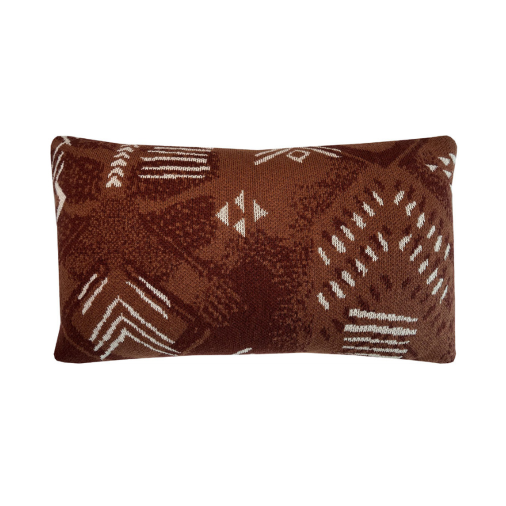 Malagoon Funny Block Dye Knitted Cushion | Rusty  Brown