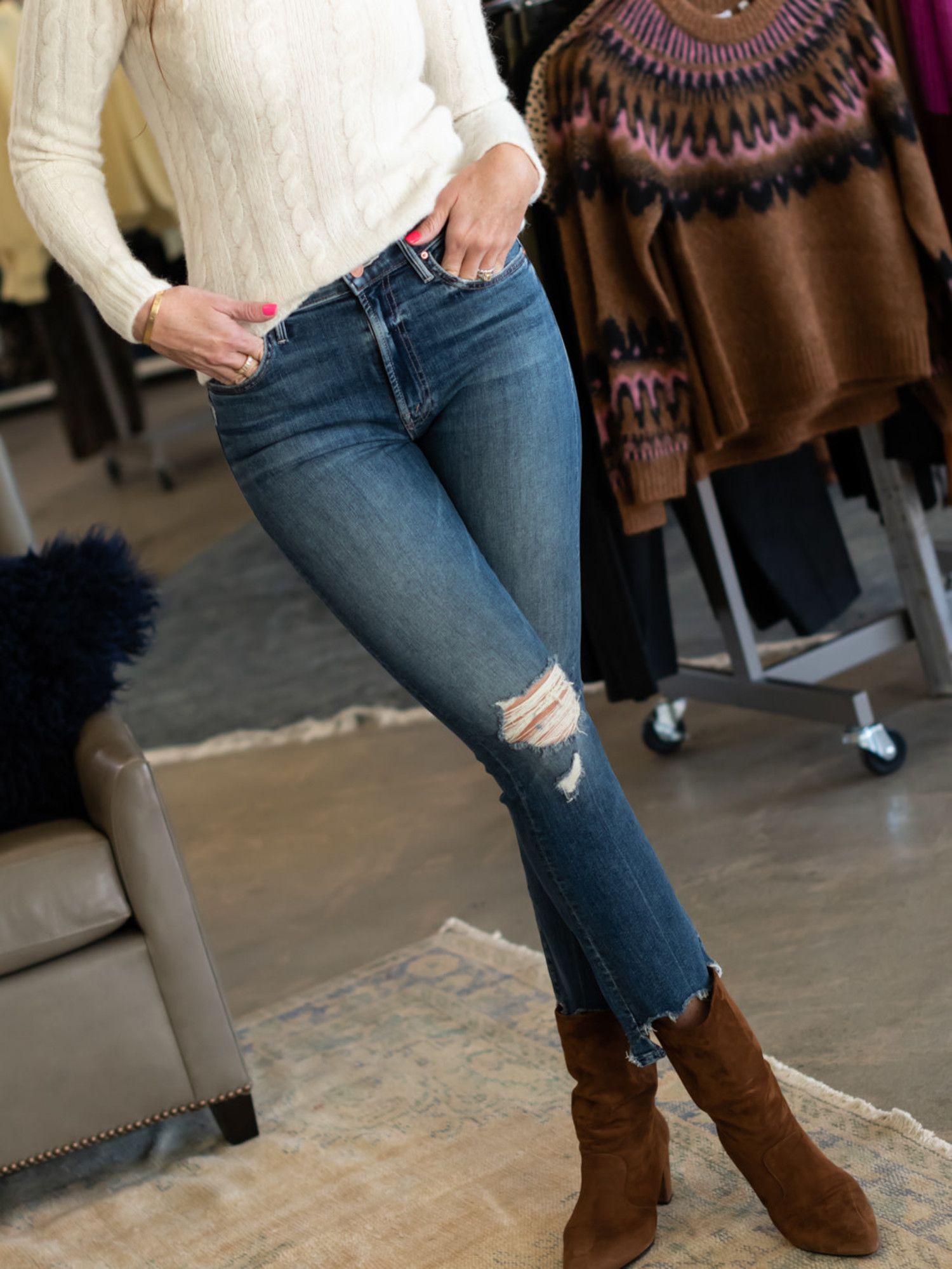 mother insider crop step chew