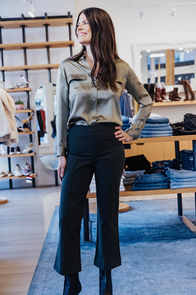 VINCE PINTUCK CROP FLARE PANT