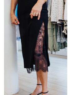 VINCE LACE PANELED STRAIGHT SKIRT