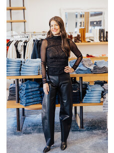 CINQ À SEPT HEATSET SHIRRED MESH TURTLENECK