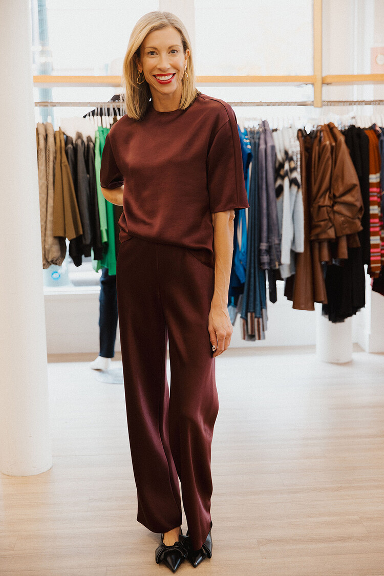 VINCE FLUID SATIN S/S BLOUSE