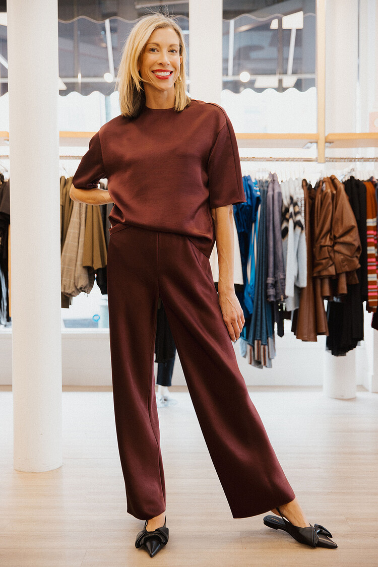 VINCE FLUID SATIN S/S BLOUSE