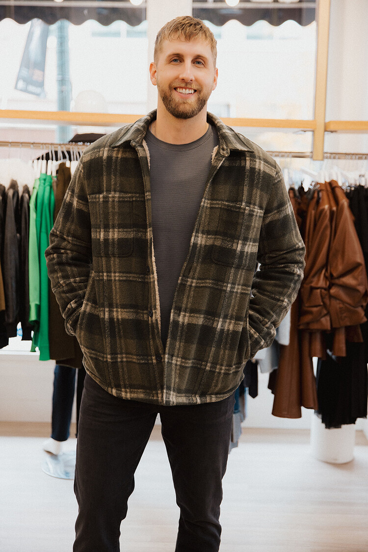 VINCE SHERPA PLAID SHIRT JKT