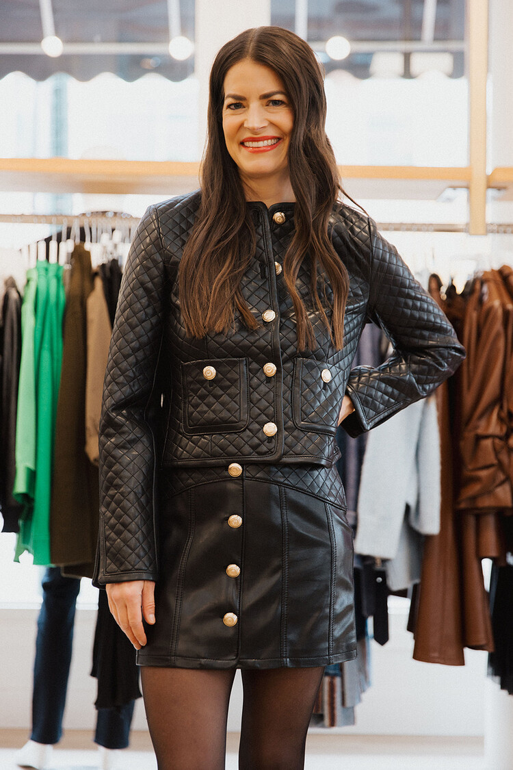 CINQ À SEPT CLAUDIA VEGAN LEATHER SKIRT- final sale