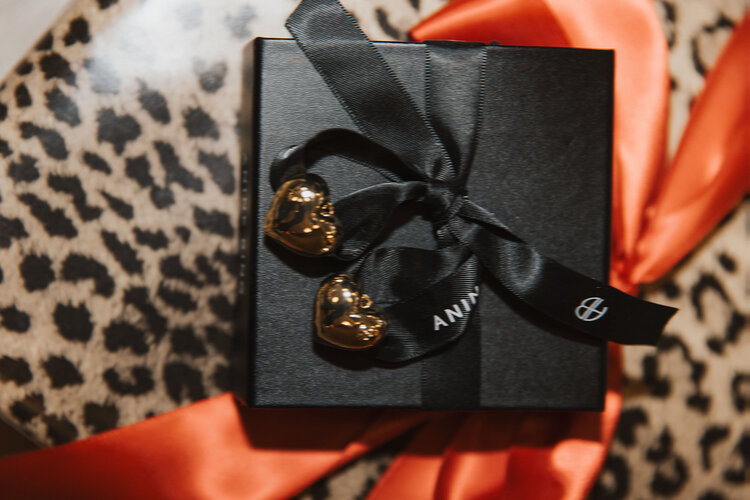 ANINE BING GOLD HEART EARRINGS