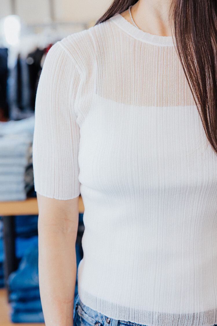 VINCE  DOUBLE LAYER ELBOW SLEEVE TOP