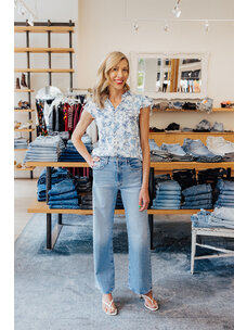 ALICE + OLIVIA MARTEL FLUTTER SLEEVE BLOUSE- final sale