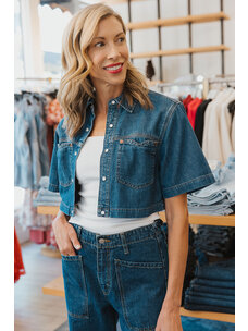 RE/DONE OVERSIZED CROP SHIRT