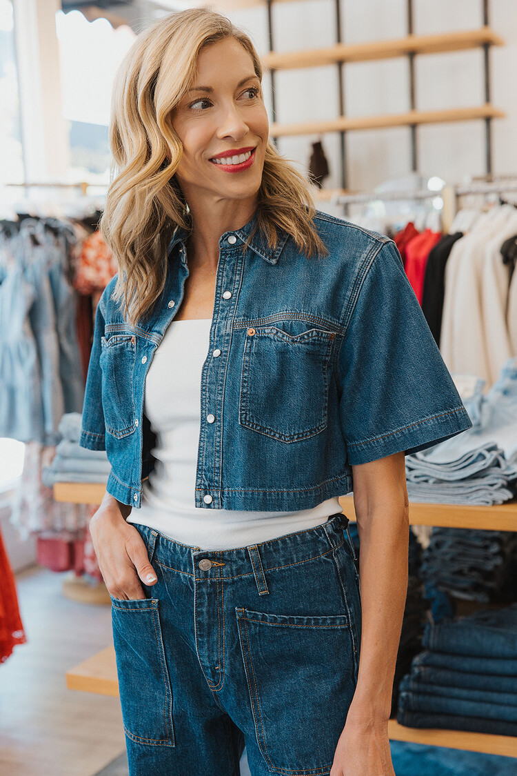 RE/DONE  OVERSIZED CROP SHIRT